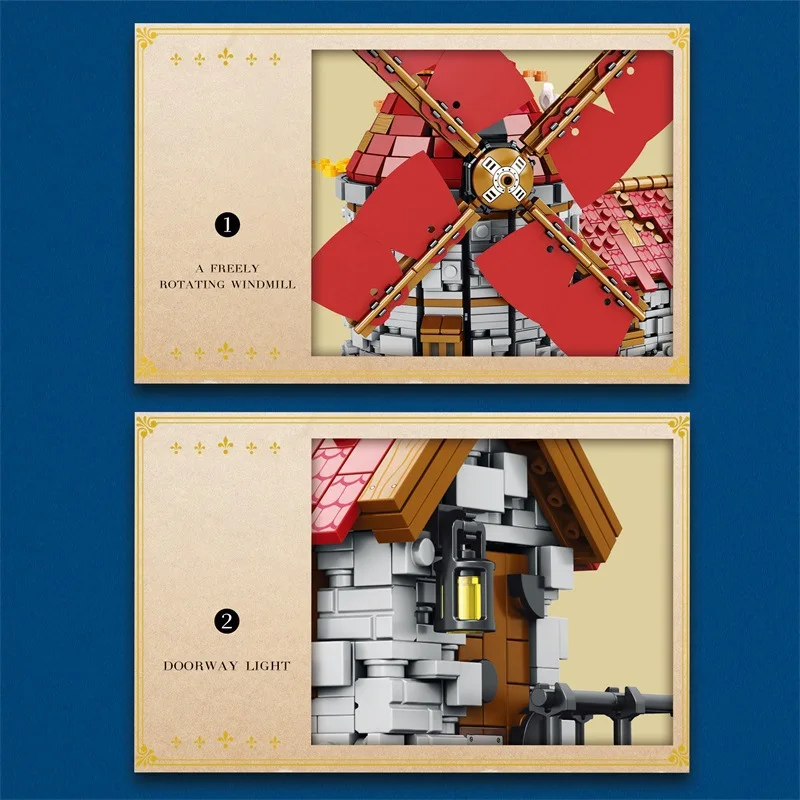 Reobrix 66014 ветряные мельницы Европейского века городская модель модульная уличная