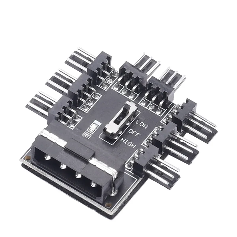 Motherboard SATA/4 Pin 1 to 8 3 Pin PWM Cooler Fan HUB Splitter Extension 12V Power Socket Mining PC Speed Controller Adapter