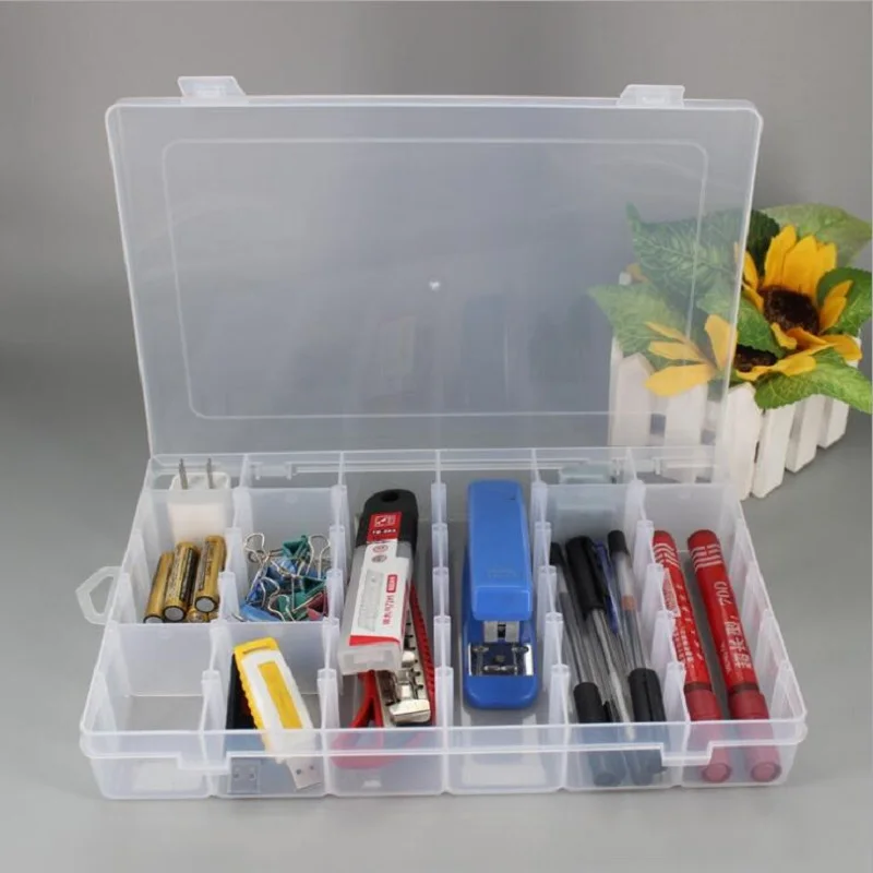 2Pcs 27.4x17.6x4.4cm Plastic Storage Box Jewelry Container Transparent Square Box Case Container for Jewelry Beads Earrings