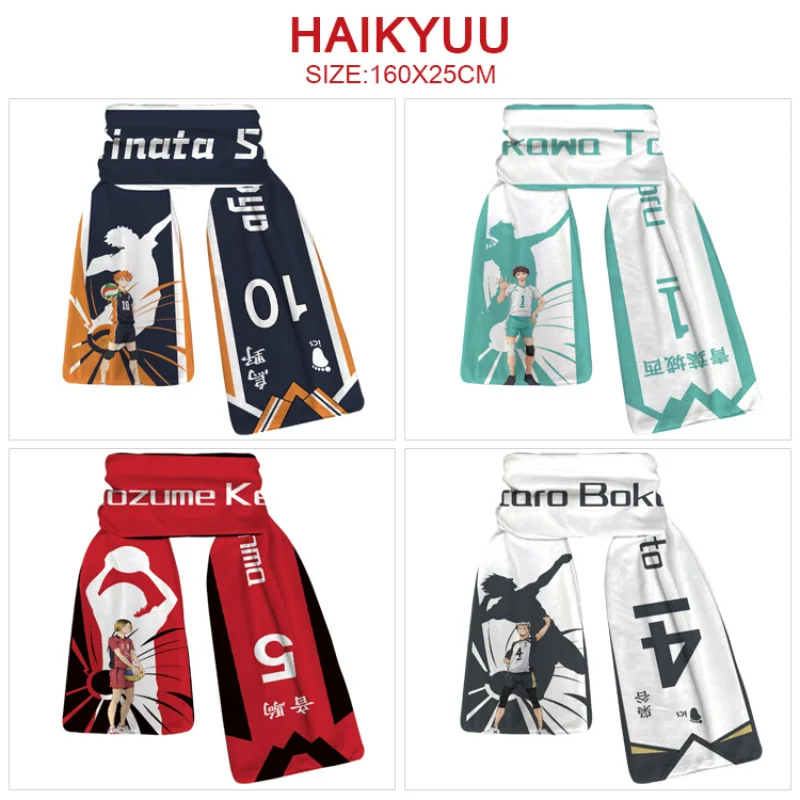 

Haikyuu Scarves Shoyo Hinata Oikawa Tooru Kenma Kozume Printing Cosplay Anime Peripheral Scarf for Woman Autumn Winter Warm Gift