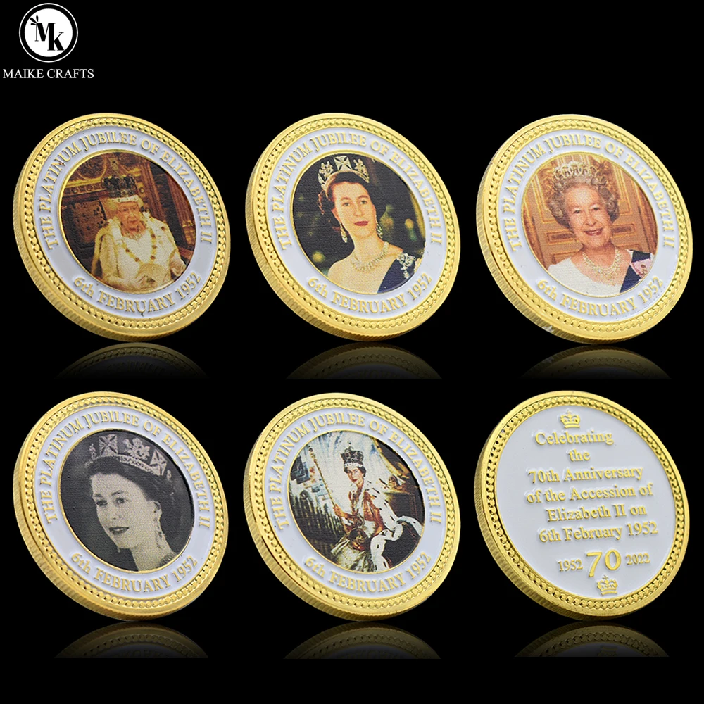 Монета-вызов королевы Елизаветы II 1926-2022 гг. металлическая позолоченная памятная