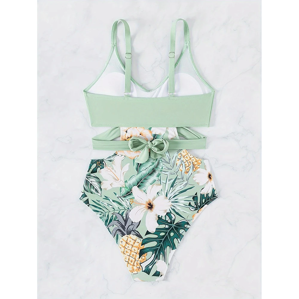 Женский слитный купальник Nike зеленый