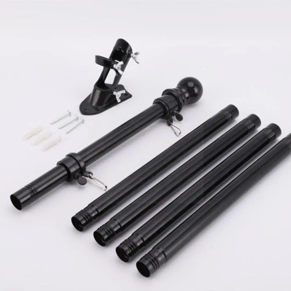 

304 Steel Silver Black Flagpole 6ft 5 Section 1.8m Flagpole Rotating T4g6