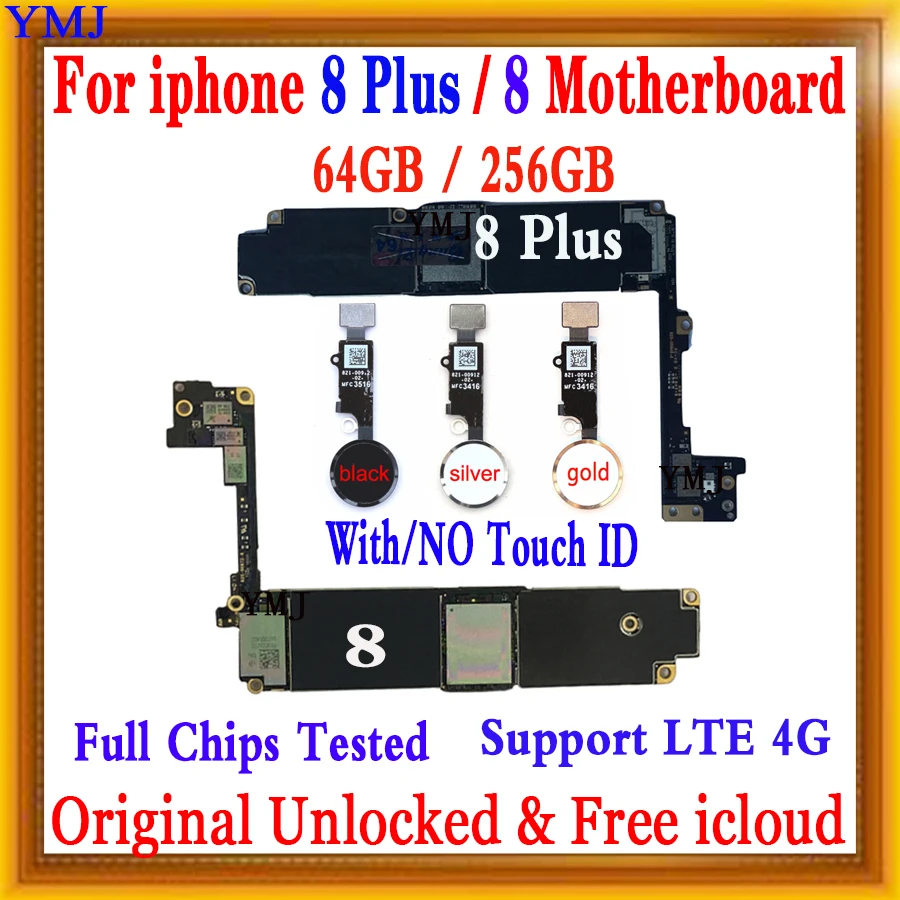 Tanie 100% Oryginalny Odblokowany Dla IPhone 8 Plus 5.5 Cala Płyta Główna, 64GB/256GB Dla Iphone 8 Plus Płyta Logiczna Z/bez Touch ID
