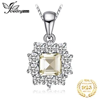 jewelrypalace genuine natural lemon quartz 925 sterling silver pendant necklace for women fashion gemstone choker no chain