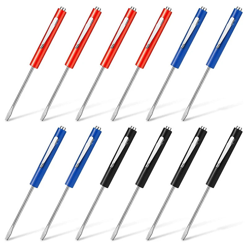 

12 Pcs Clip Pocket Screwdriver Magnetic Pocket Screwdriver With Single Blade Head Pocket For Mechanics, Electricians