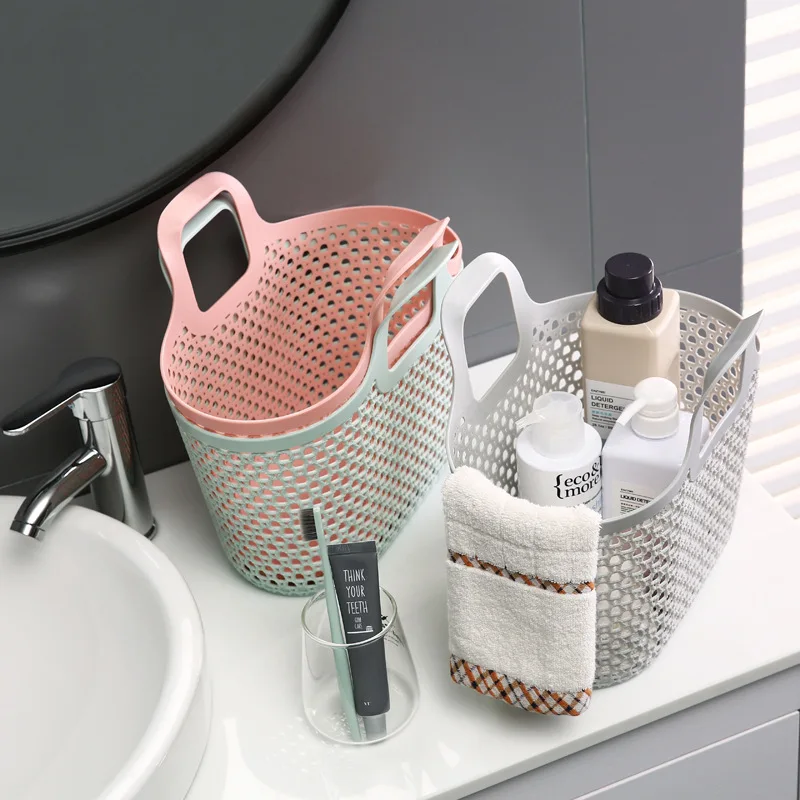 Japanese Simple Style Hollow Portable Bath Basket Bathroom Shampoo Shower Gel Toiletries Sundries Storage Basket Organizer