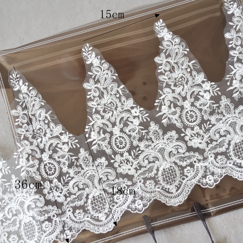 

Car bone embroidery lace fabric wave edge wedding dress DIY headdress veil curtain home fabric wide lace