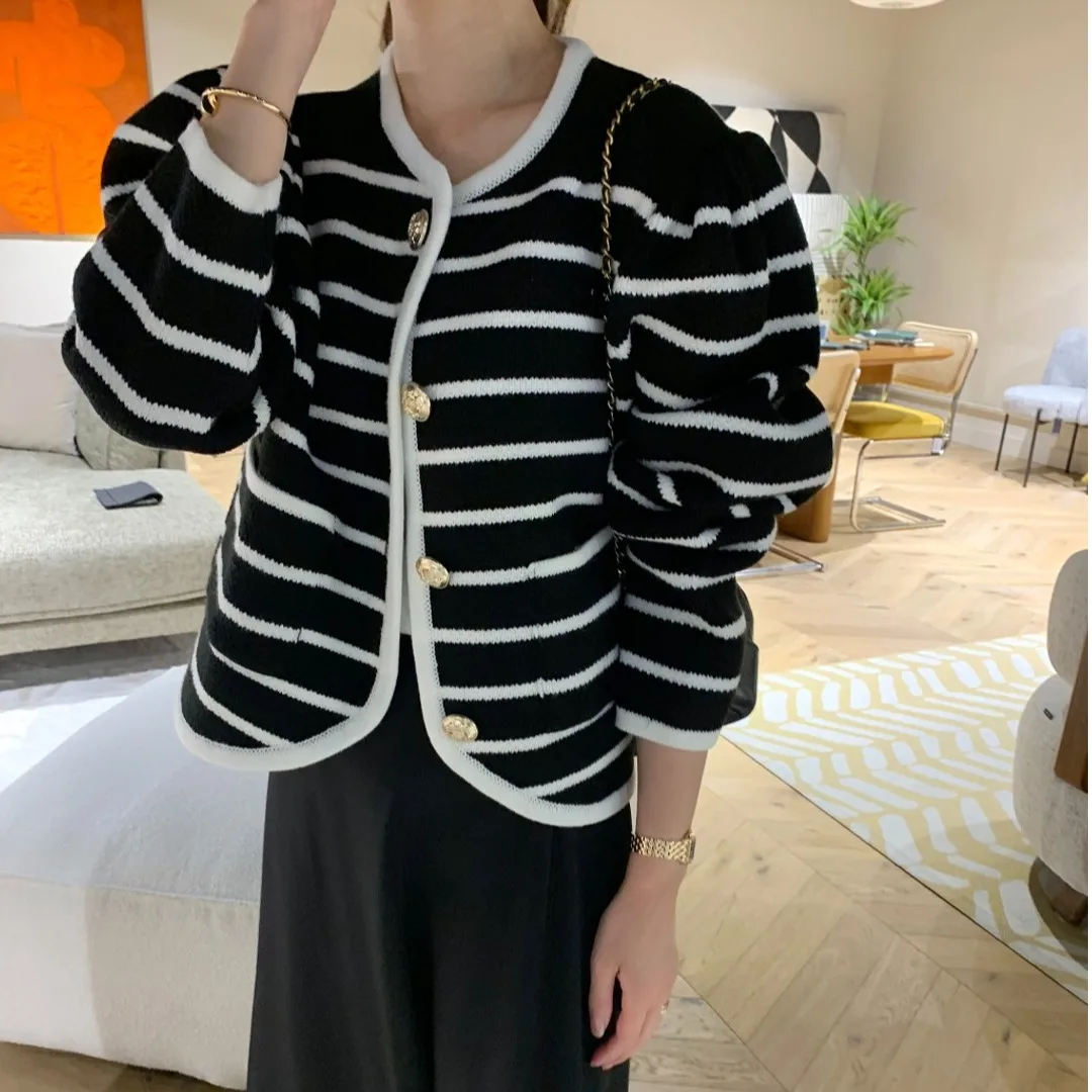 Южная Корея Шикарная осень Ретро Классическая однобортная трикотажная рубашка