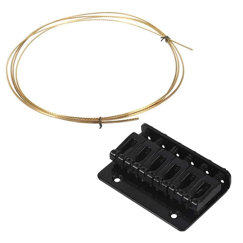

1 Pcs 8FT Acoustic Guitar 2.2Mm Guitar Brass Fret Wire & 1 Pcs Black 6 String Fixed Hard Tail Guitar Bridge