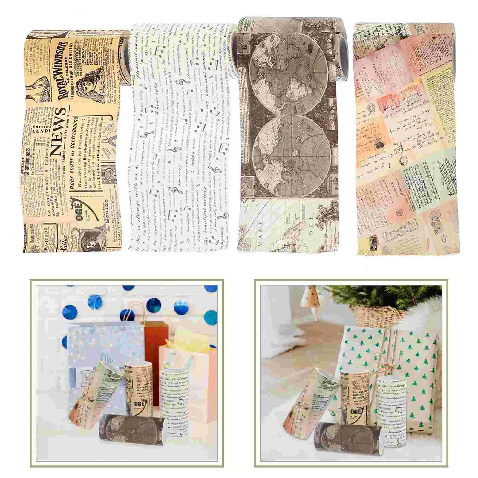 

4 Rolls Decorative Washi Tapes Decorative Scrapbooking Tapes DIY Washi Tapes