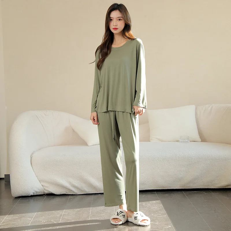 Fashion Korean Pyjama Pour Femme Cotton Housewear Women's Pijamas Suit Spring Autumn Modal Pajamas Set Sleepwear Clothes