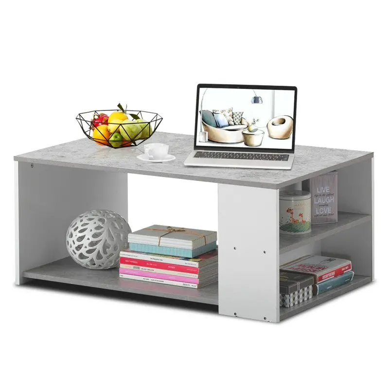

Wooden 2 Shelf Rectangle Coffee Table, Gray