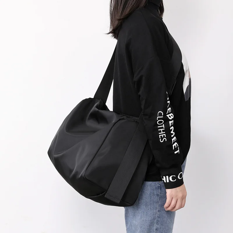

Black Crossbody Bags Men Multi Pockets Large Capacity Solid Simple Canvas High Street Handsome Cool Boys Harajuku Belt Bag