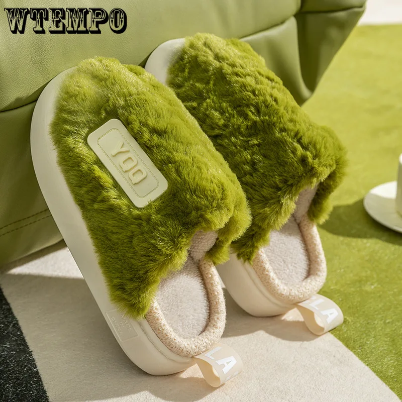 

Однотонные мужские и женские плюшевые тапочки, Нескользящие домашние тапочки, тапочки для пар, женская обувь, зимняя теплая обувь из пушистого плюша, женская обувь
