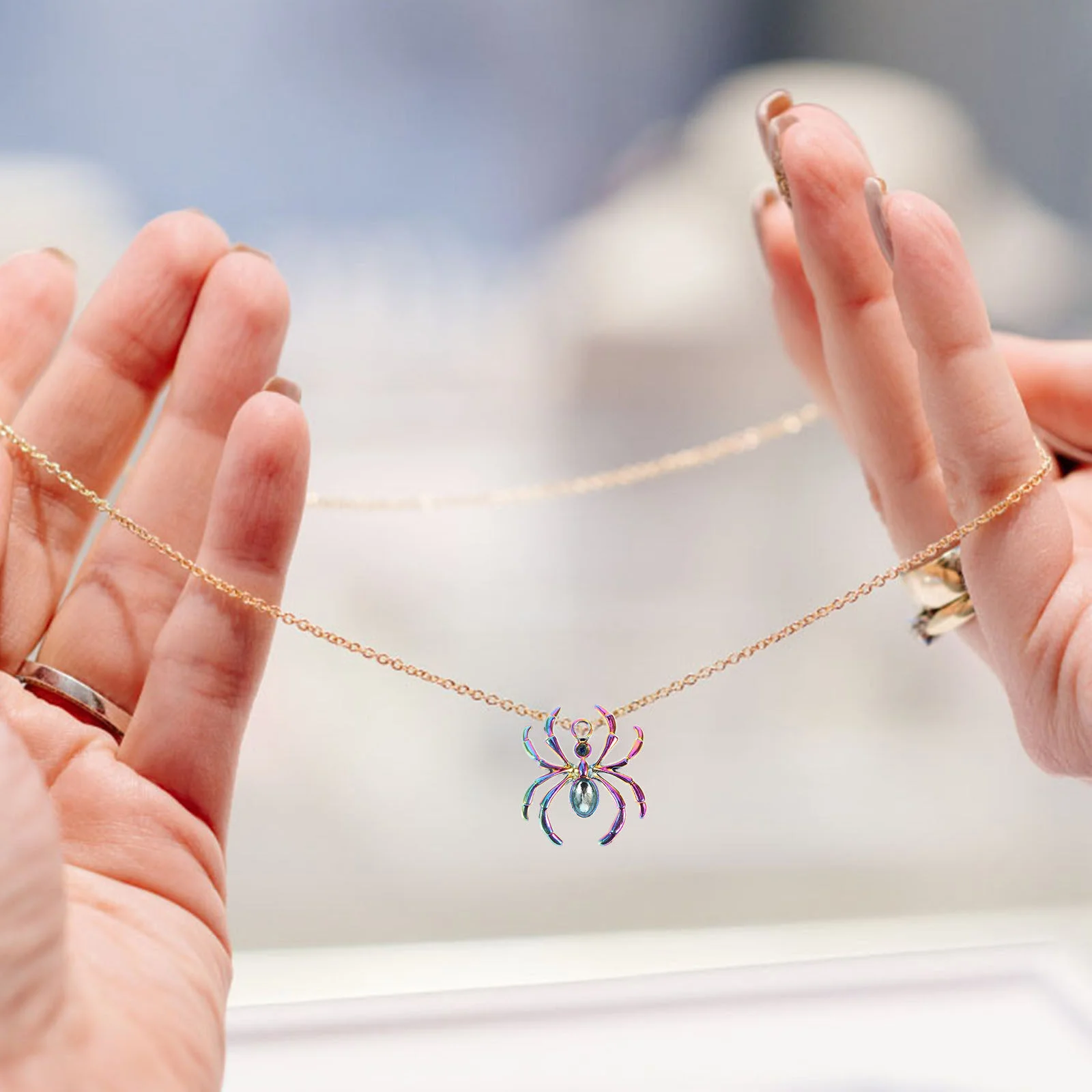 

20 Pcs Colorful Spider Pendant Key Chain Accesorios DIY Necklace Pendants Accessories Alloy Halloween Decorations Outdoor