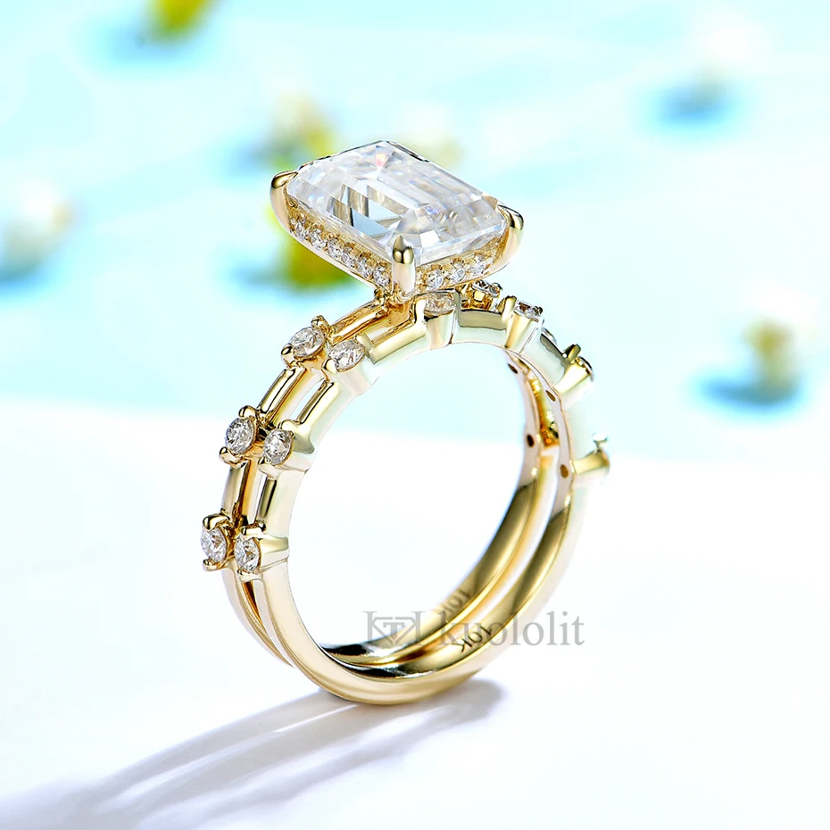 Женское кольцо с изумрудом kuolit 3.5CT Moissanite AU750 18K 14K из белого золота D VVS Hide Halo для