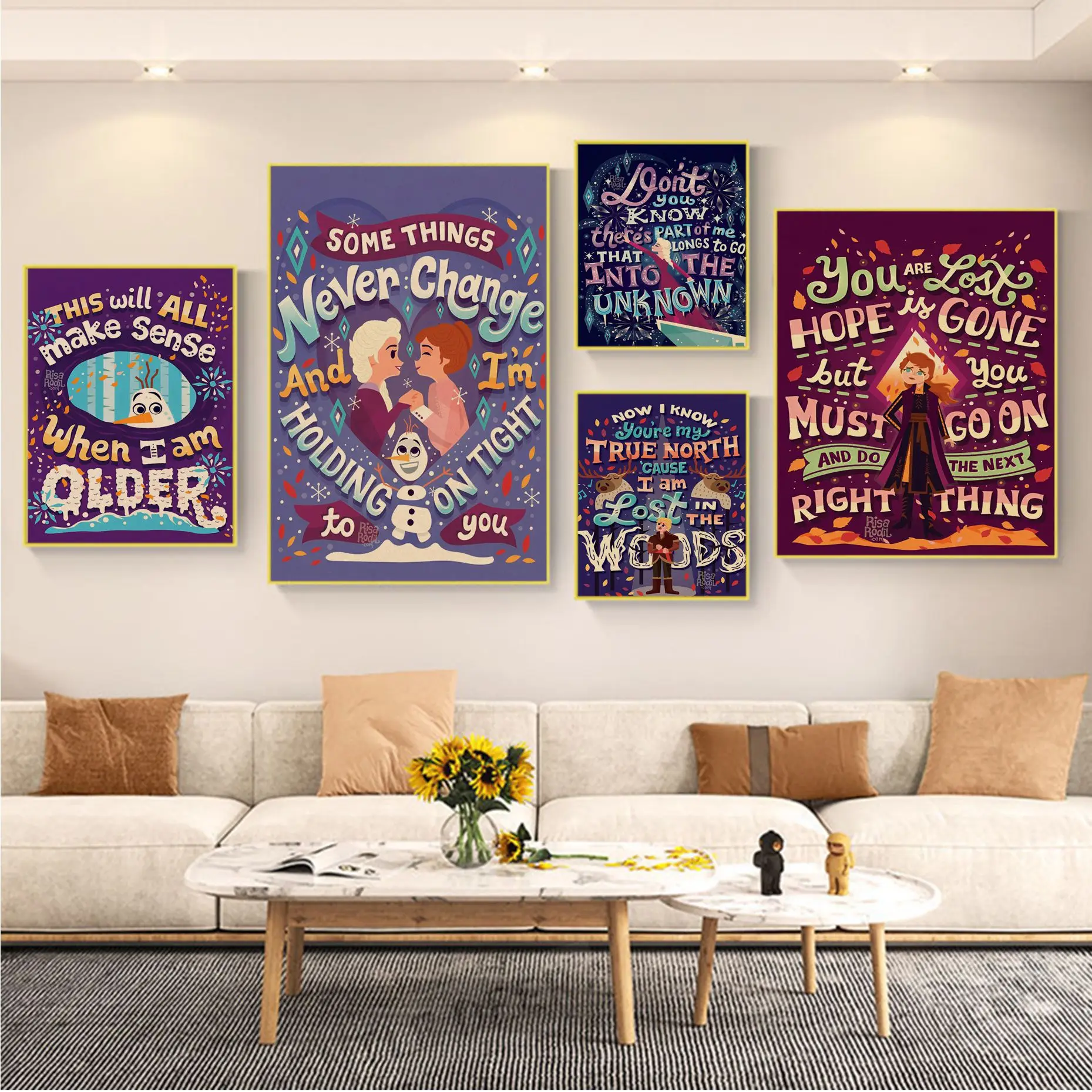 

Disney Frozen Anna and Elsa Classic Anime Poster Vintage Room Bar Cafe Decor Wall decor