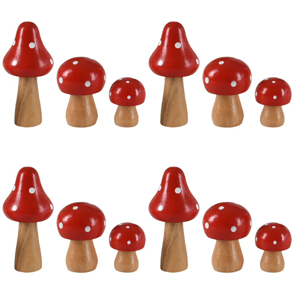 

Mushroom Mushrooms Decor Garden Mini Wooden Bonsai Miniature Figurines Accessories Statue Toadstools Ornament Tiny Landscape