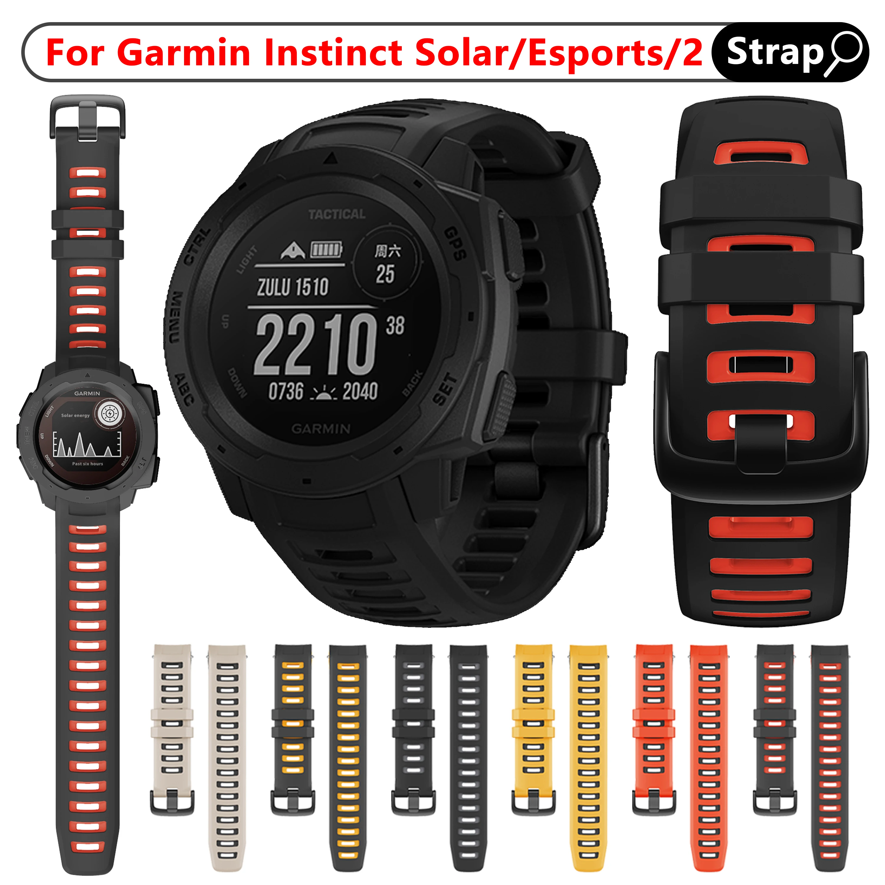 Soft Silicone Strap Watch Band Bracelet For Garmin Instinct 2 Solar Tactical Wristband Esports Tide Crossover Watchband