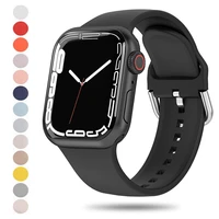 silicone strap for apple watch band 42mm 40mm 38mm 44mm 41mm 45mm classic buckle bracelet watchband iwatch series 6 5 3 se 7
