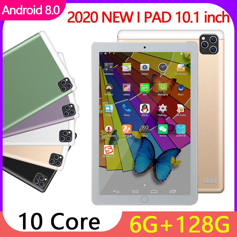 Bluetooth Android 9.0 IPS Screen 10.1 Inch Ten Core 4G Network RAM 6GB+ ROM128GB Tablet PC 1280*800 IPS  Dual SIM Dual Camera