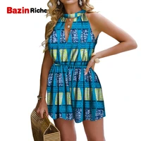 african jumpsuit for women summer dashiki wax print cotton romper sexy lady wy8321