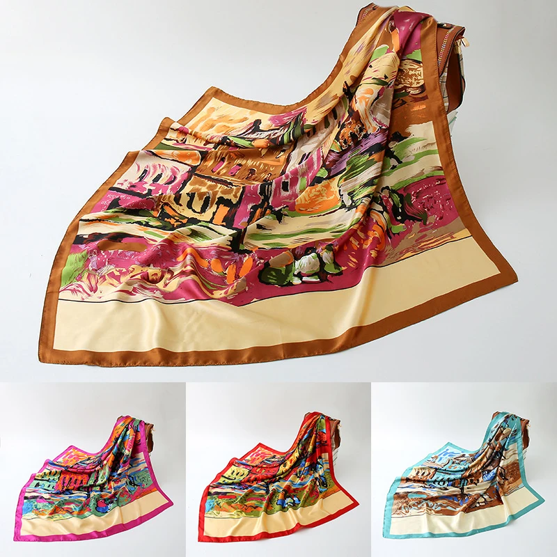 Женский атласный шарф