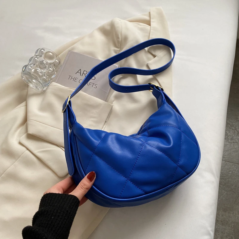 

Navy Blue Quilted Designer Brands PU Leather Women Handbags Shoulder Crossbody Bags Luxury 2022 Brands Trends Ladies Hand Bag