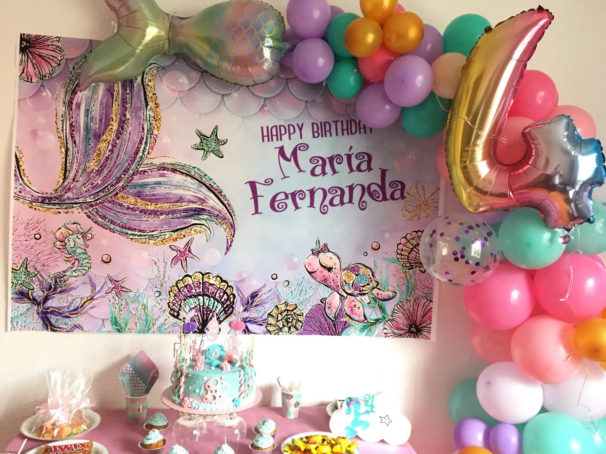 Фон для студийной фотосъемки с изображением русалки и весы дня рождения |