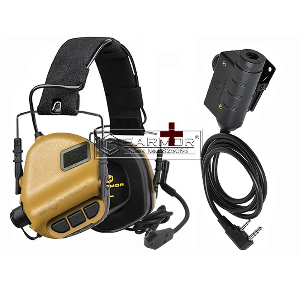 

EARMOR New M32 Tactical Headset & M51 PTT Adapter Set for Baofeng Radio Electronic Communication Hearing Protector
