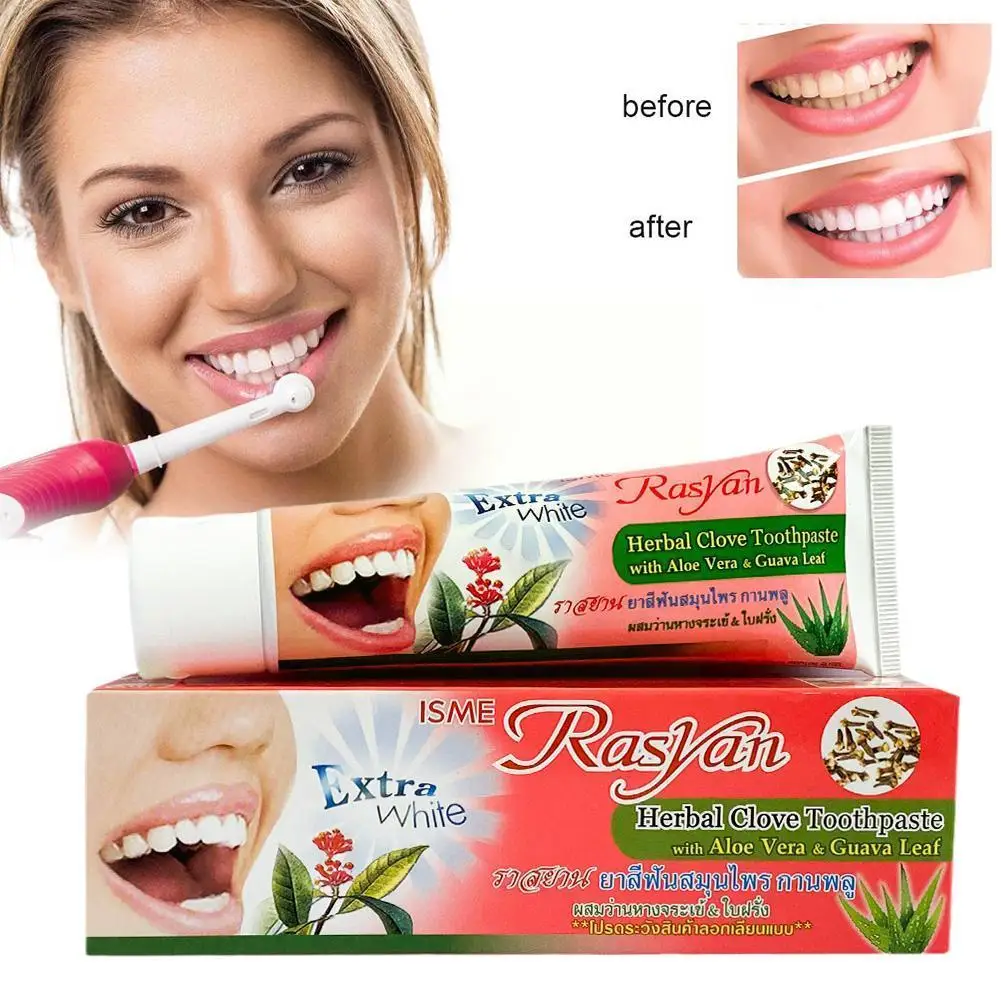 

Thailand Toothpaste Herb Clove Mint Flavor Teeth Whitening Dental Dental Remove Stains Care Antibacterial Oral Dentifrice I0E8