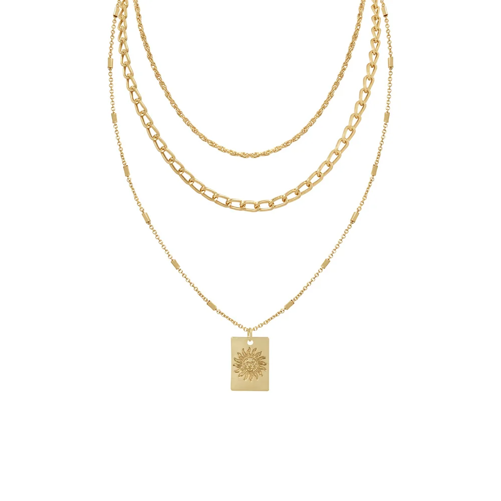 Модное мягкое ожерелье золотого цвета с квадратной гравировкой Таро и солнце