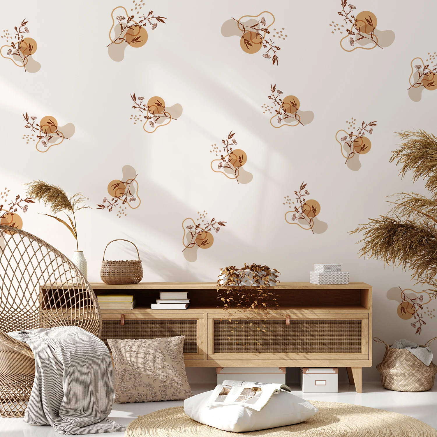 

Funlife® Boho Abstract Flower Wall Decals Vinyl Nursery Wall Decal Print Kids Room Interior Home Decor