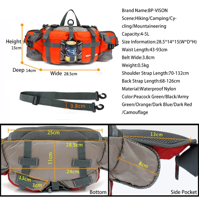 BP-VISION Outdoor Hike Waist Bag Man Cycling Waterproof Backpack Mountain Sports Fanny Pack Camping Nylon Hunting Accessori 2