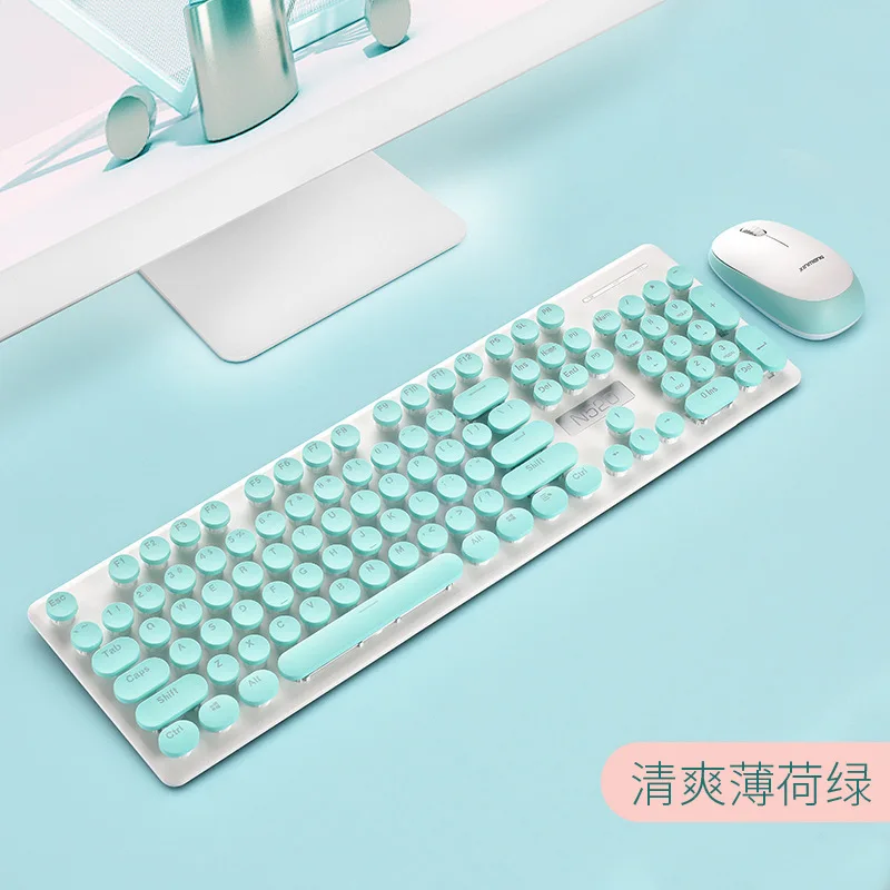 Беспроводная механическая клавиатура и мышь в стиле панк N520, набор для офиса, бизнеса, мышь для девочек, EBay