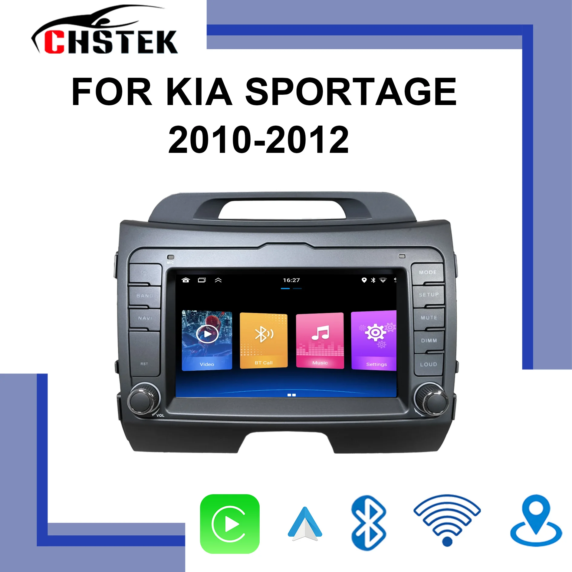Фото Автомобильное радио CHSTEK с Bluetooth для Kia SPORTAGE 2010, 2011, 2012, беспроводное Carplay, Android Auto, мультимедиа, GPS, Wi-Fi, навигация, 4G, видео №1