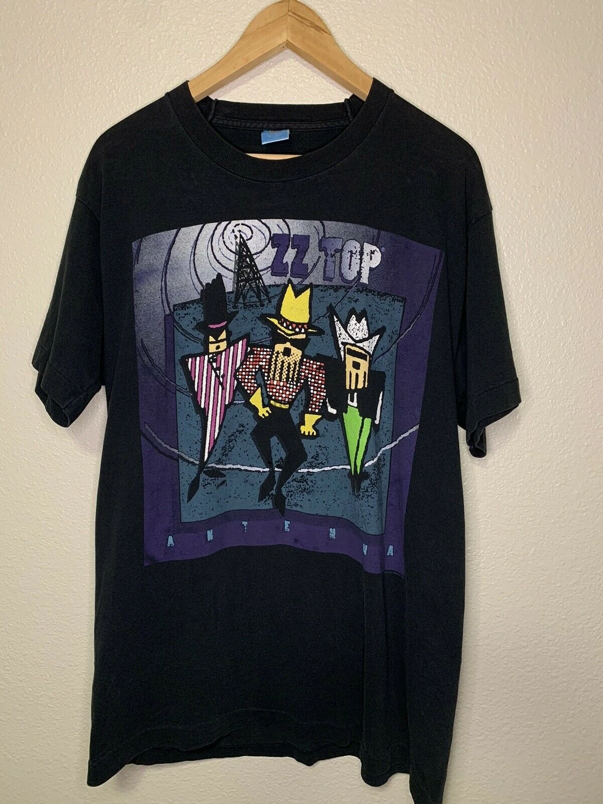 Винтажная рубашка 90-х ZZ Top Antenna World Tour Tee, двусторонняя рубашка  Rock Country Sz L | АлиЭкспресс