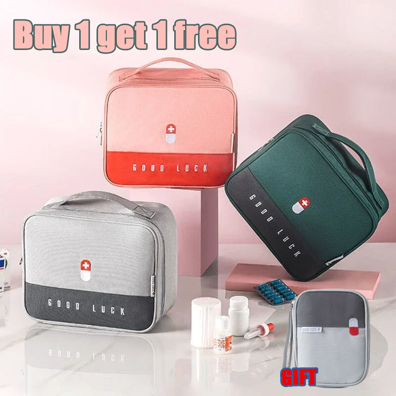 

Buy 1 Get 1 Free Household Medical Emergency Kit Portable Large Capacity Portable Multifunctional Layered Storage First Aid Kit