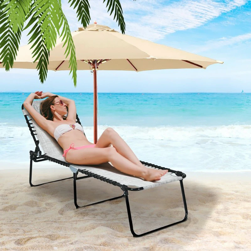

Foldable Recline Lounge Chair with Adjustable Backrest and Footrest Folding Chairs Leisure Beach Chair Chaise Lounge