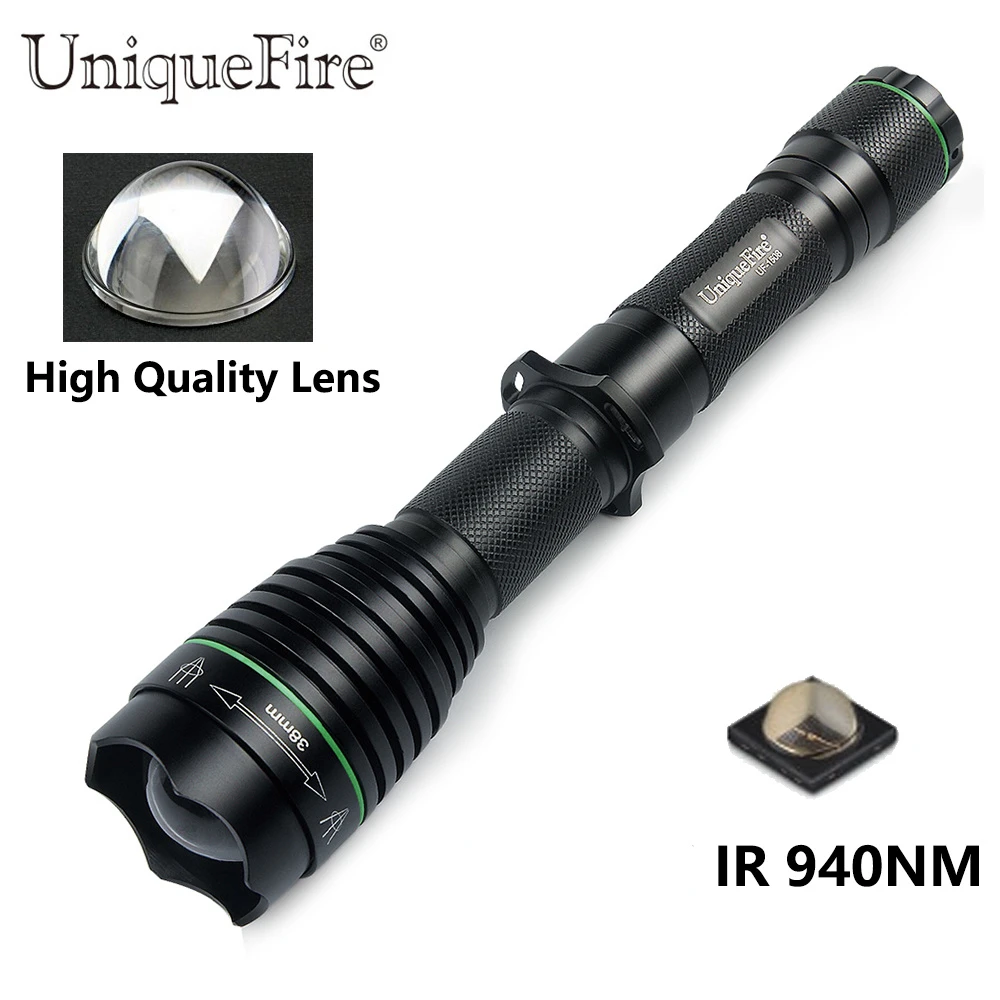 

UniqueFire 1508 T38 масштабируемый ИК нм 1 режим ночного видения инфракрасное освещение светодиодный фонарик черный свет для наружной охоты