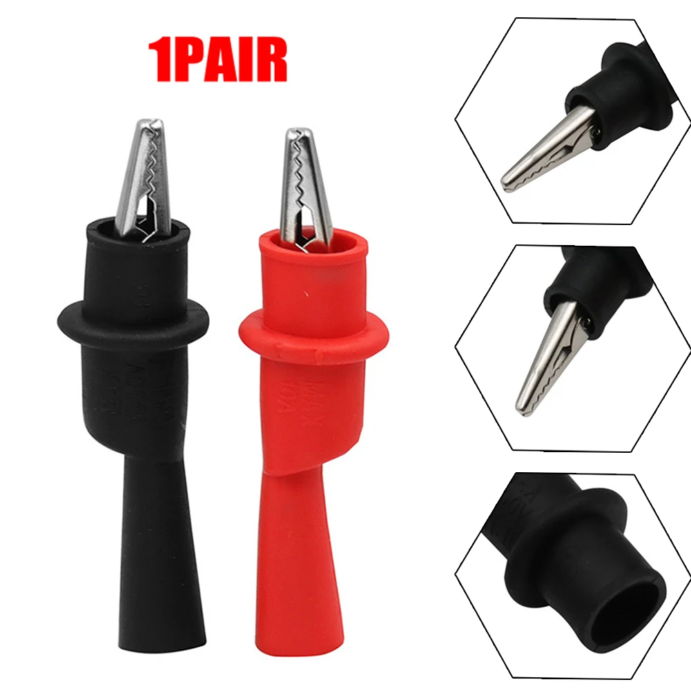 

1 Pair Red Silver Black Metal Wire Tips Test Clip Clamp Electrical Tool Accessories For Multi-Meter Tester 10A/1000V