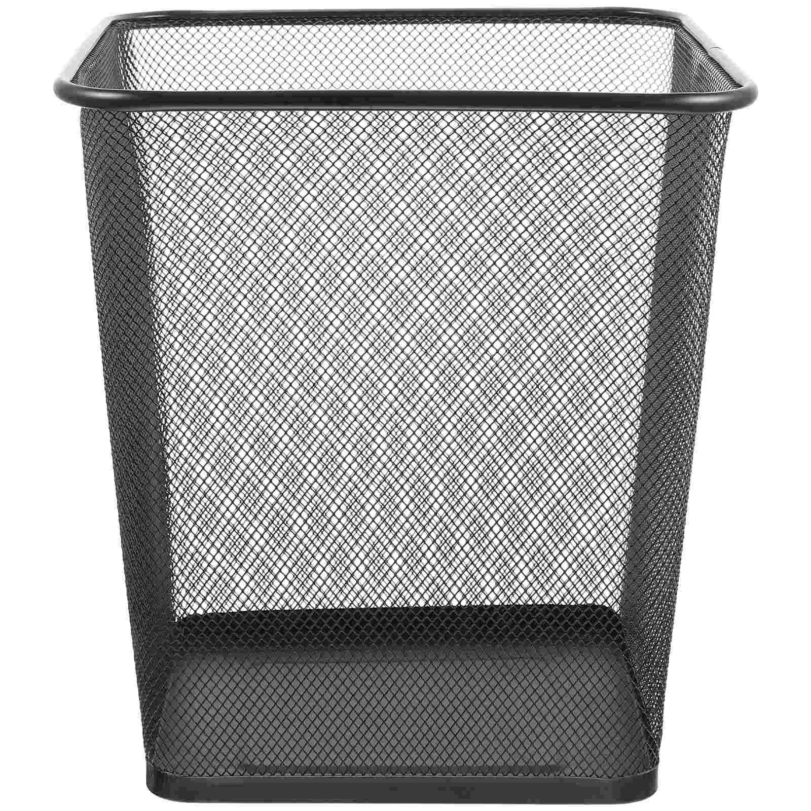 

Can Trash Garbage Bin Waste Mesh Basket Container Wire Metal Wastebasket Bedroom Office Paperblack Kitchen Recycling Retro