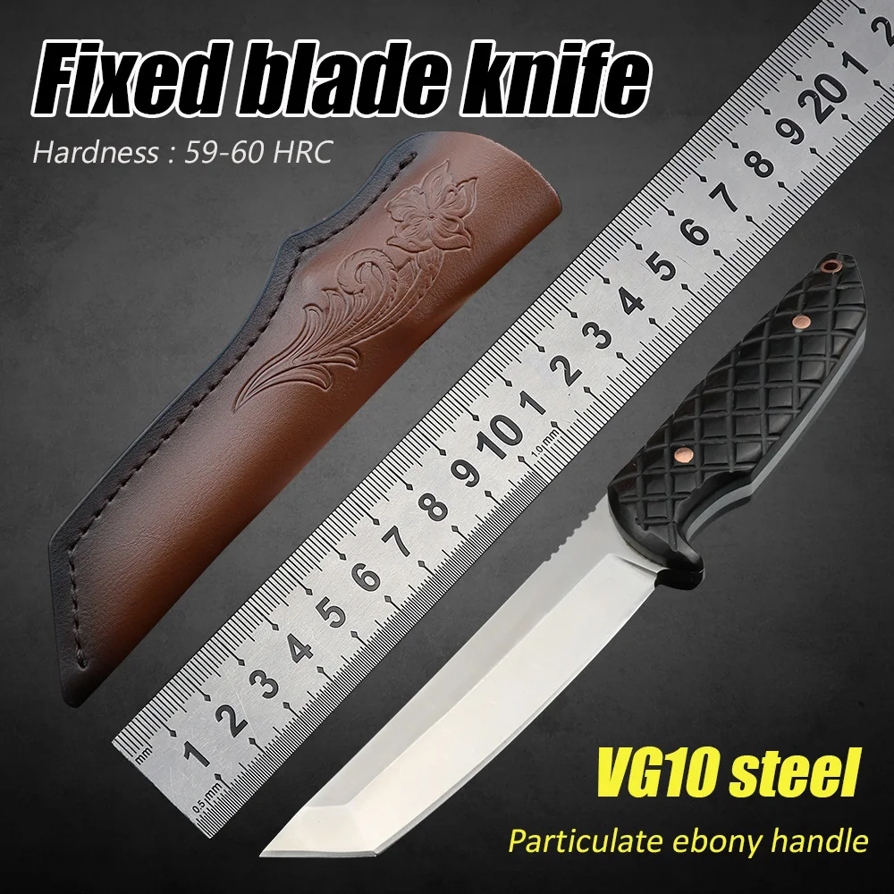

Hunting knife VG10 steel survival knife fixed blade knife self defense weapons camping tactical knife