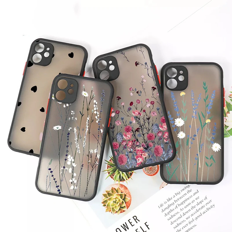 

Flower Phone Case For Oneplus Nord 2 5G CE CE2 Shockproof Matte Back Cover For OnePlus 10 9 Pro 9RT 9R 9 1+9 8T 1+8T 1+Nord Case