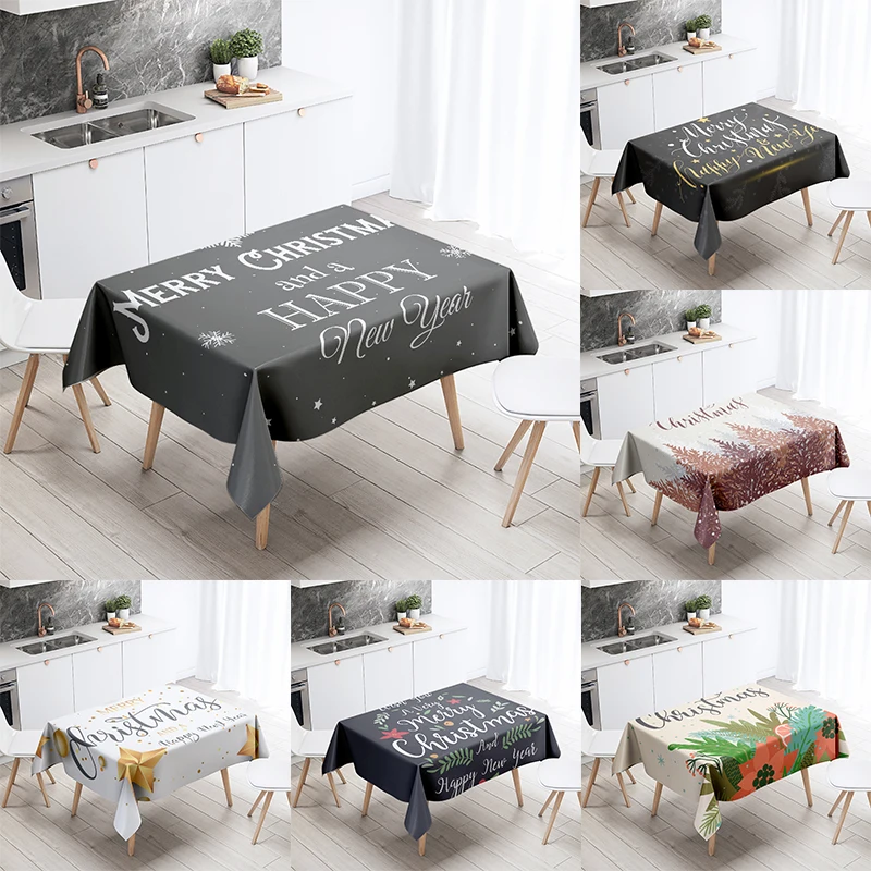 

Рождественское украшение, водонепроницаемая скатерть, скатерть с рождественским принтом, украшение для стола, Новогоднее украшение для дома