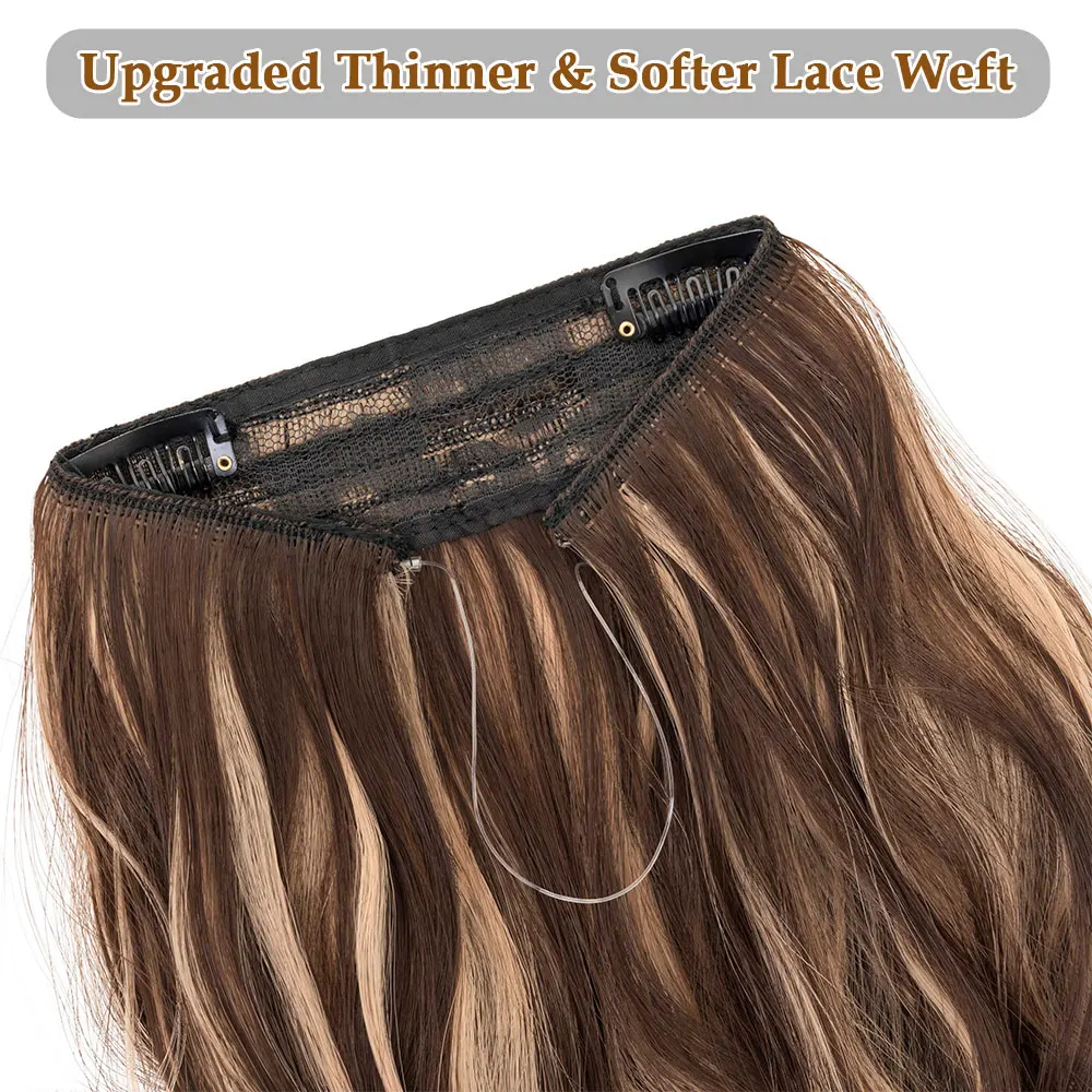 BENEHAIR 20-дюймовые невидимые проволочные наращивания волос с более тонким мягким