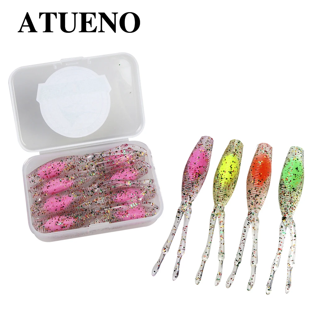

ATUENO10pcs/20pcs Fishing Soft Lures AJING Rockfish 2.8g 75mm Twin Tail Artificial Wobbler Ocean Rock Silicone Shad Worm Bait