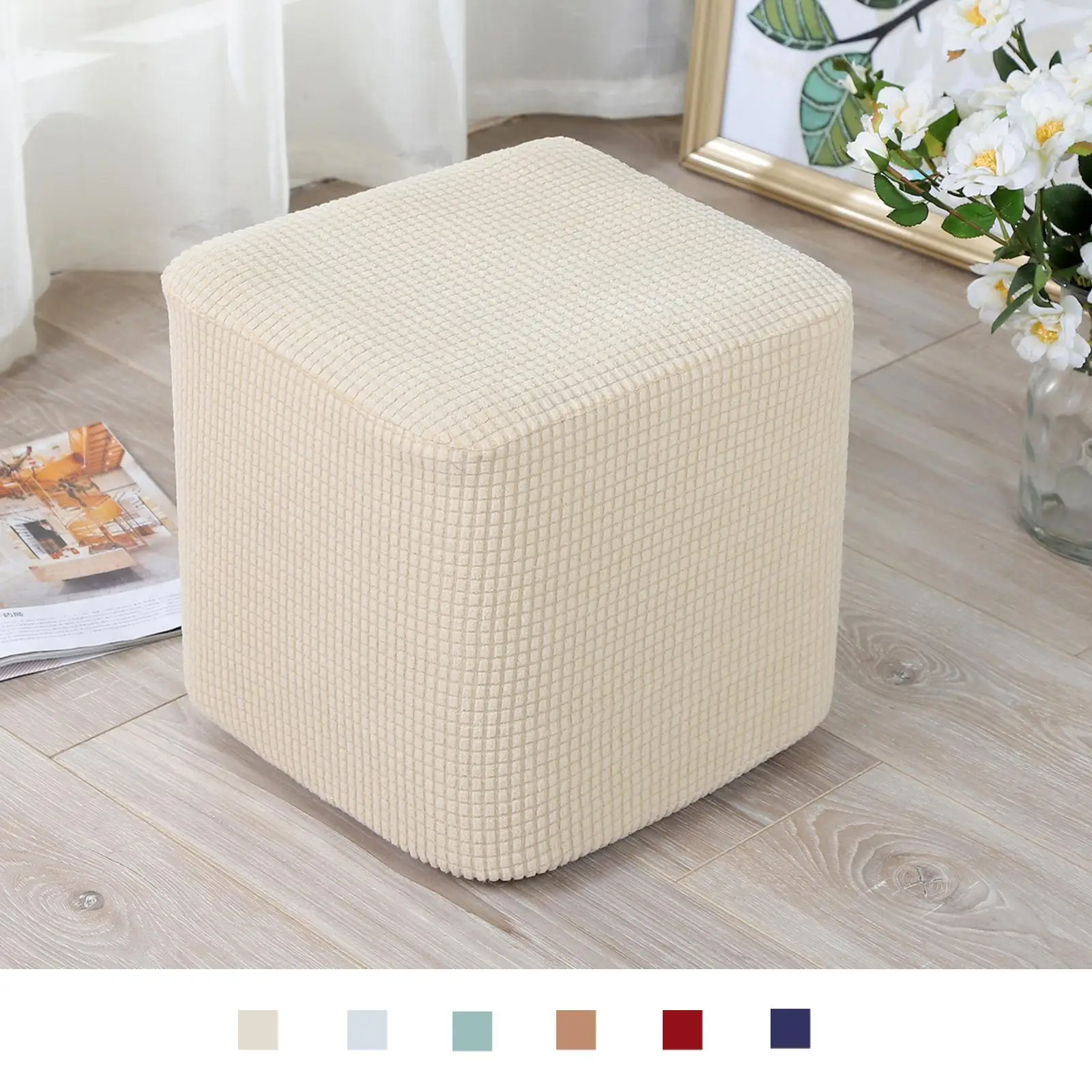 

Stretch Ottoman Slipcover Polyester Covers Machine Washable