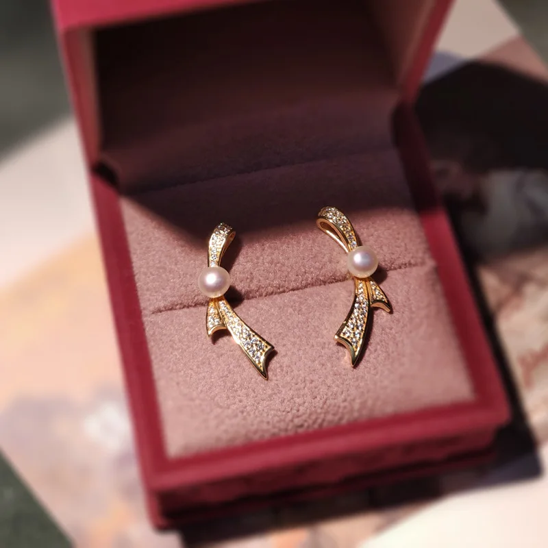 

Jane Jane bow Pearl Earrings (female) new fashion earrings in 2021, high-grade French VINTAGE EARRINGS